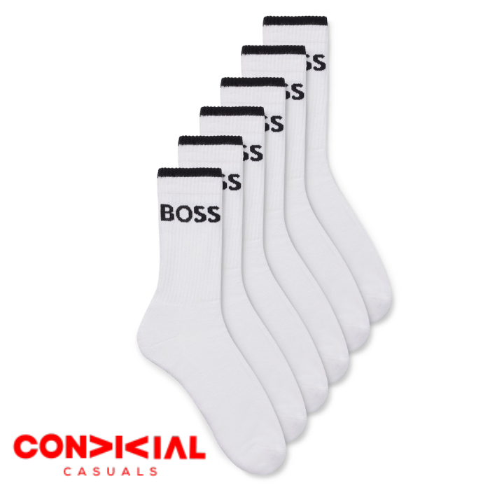 -B-O-S-S- Premium Full Socks White-3 Pair Set