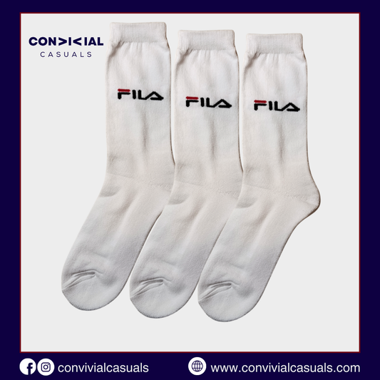 -F-I-L-A- White Premium Sports Crew Socks