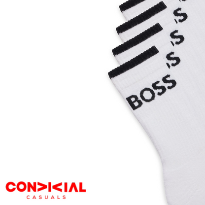 -B-O-S-S- Premium Full Socks White-3 Pair Set