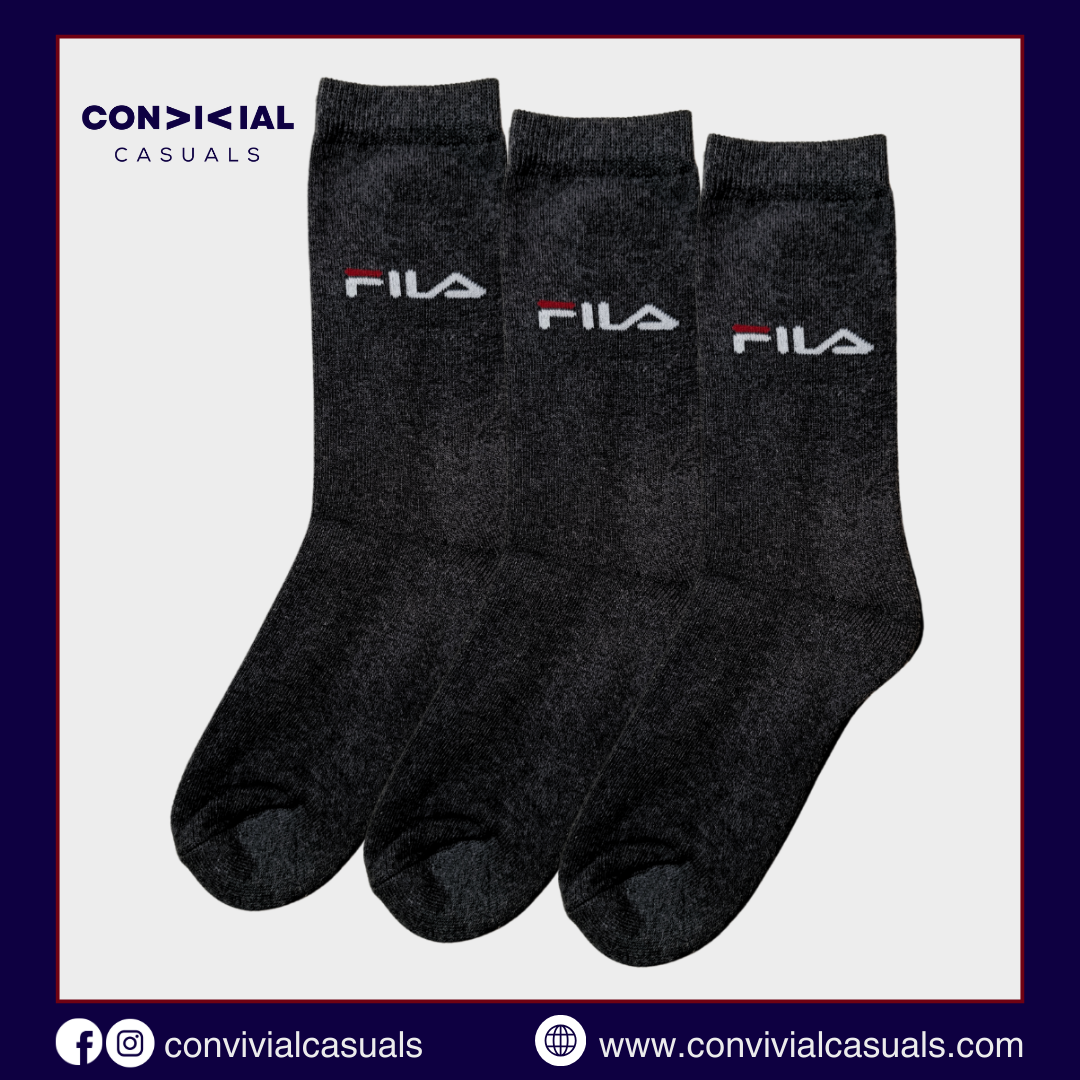 -F-I-L-A-Charcoal Grey Premium Sports Crew Socks