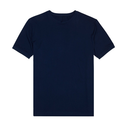 N-I-K-E Crew Neck Navy Blue Solid Color T-Shirt