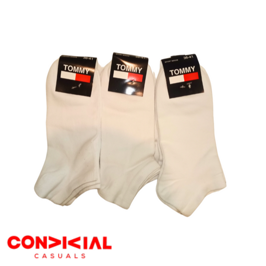 T-O-M-M-Y- H-I-L-F-I-G-E-R- Premium Ankle Socks White