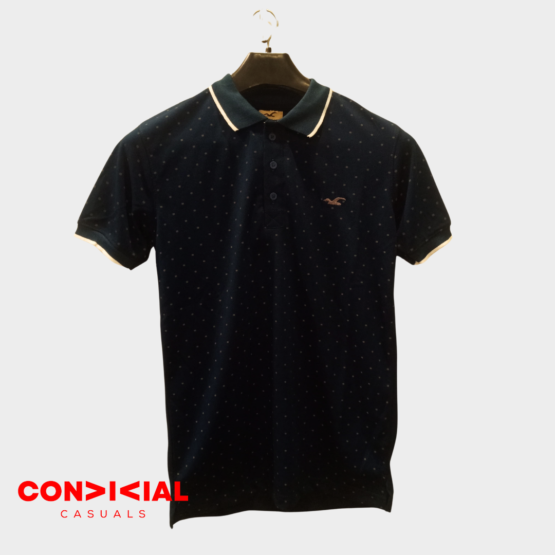 Self Texture Polo Shirt - Dark Blue