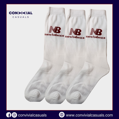 -N-E-W-B-A-L-A-N-C-E- White Premium Sports Crew Socks