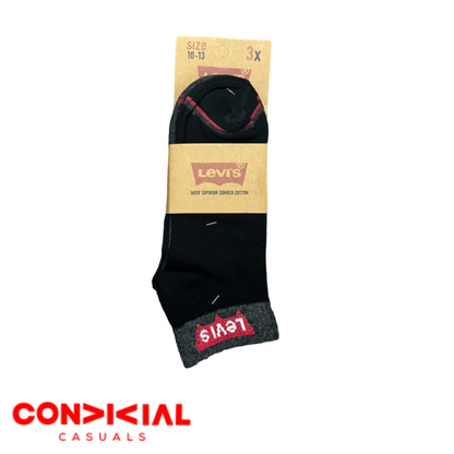 -L-E-V-I-S- Branded Ankle Socks 3-Pair Set