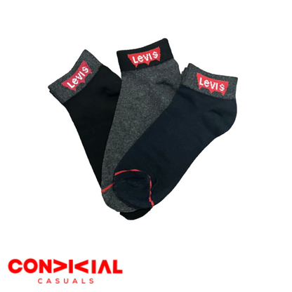 -L-E-V-I-S- Branded Ankle Socks 3-Pair Set