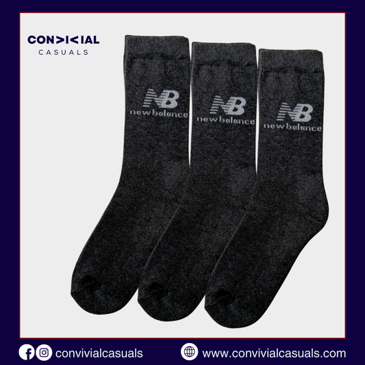 -N-E-W-B-A-L-A-N-C-E- Charcoal Grey Premium Sports Crew Socks