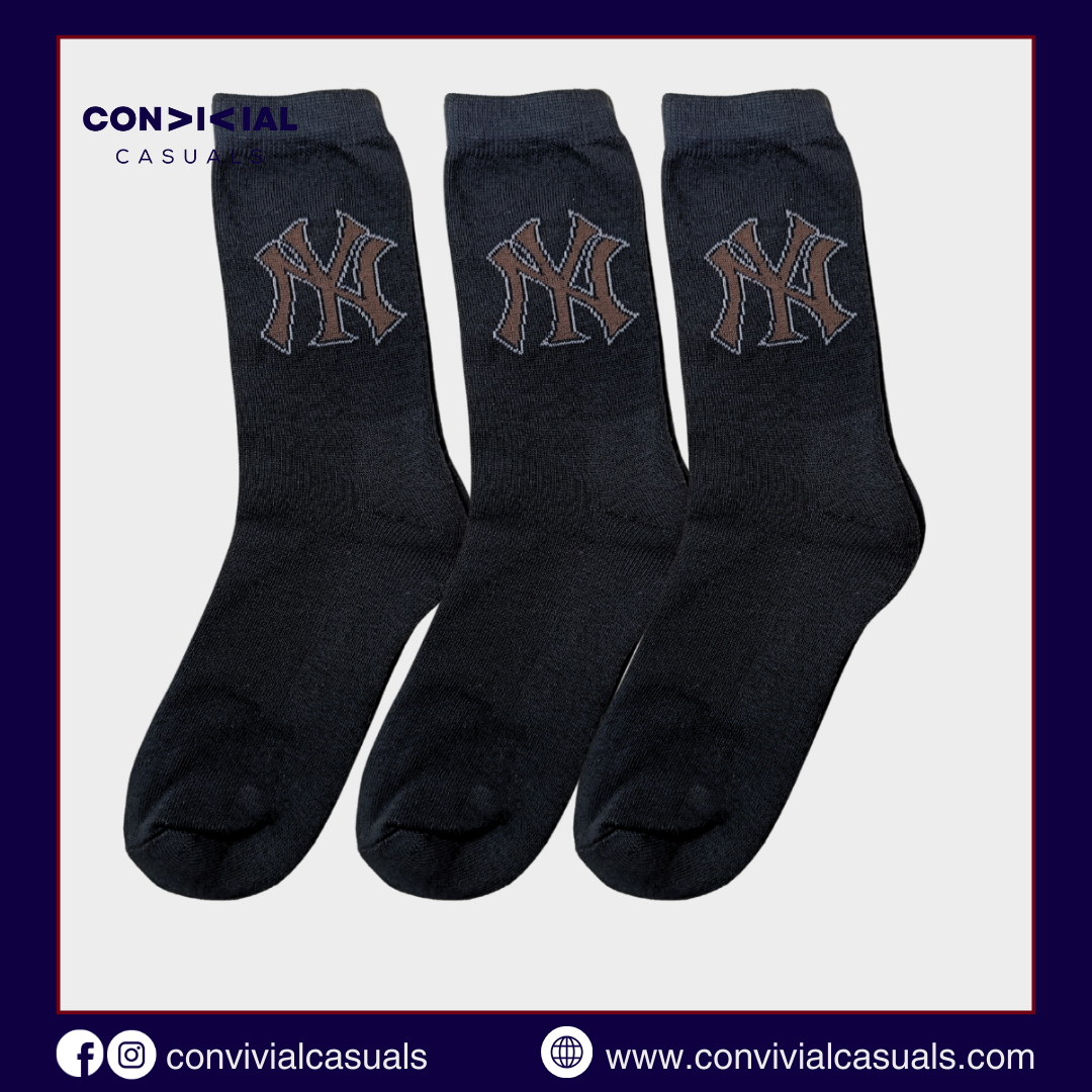 -N-Y- Black Premium Sports Crew Socks