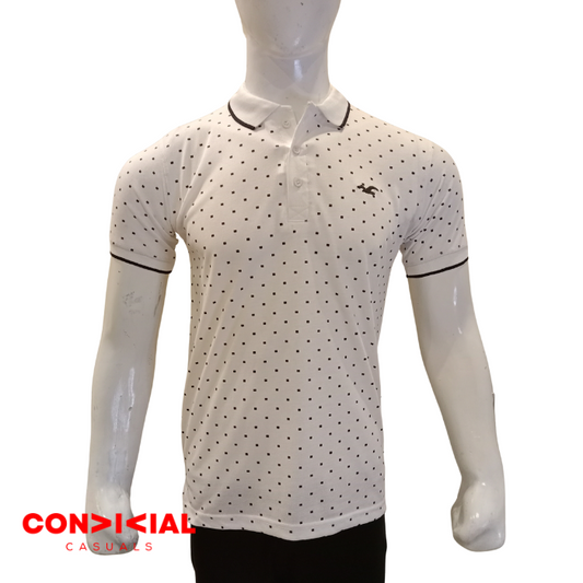 Self Texture Polo Shirt - White