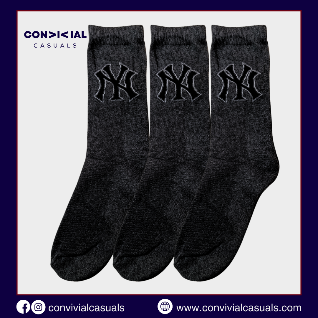 -N-Y- Charcoal Premium Sports Crew Socks