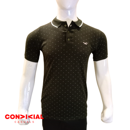 Self Texture Polo Shirt - Black