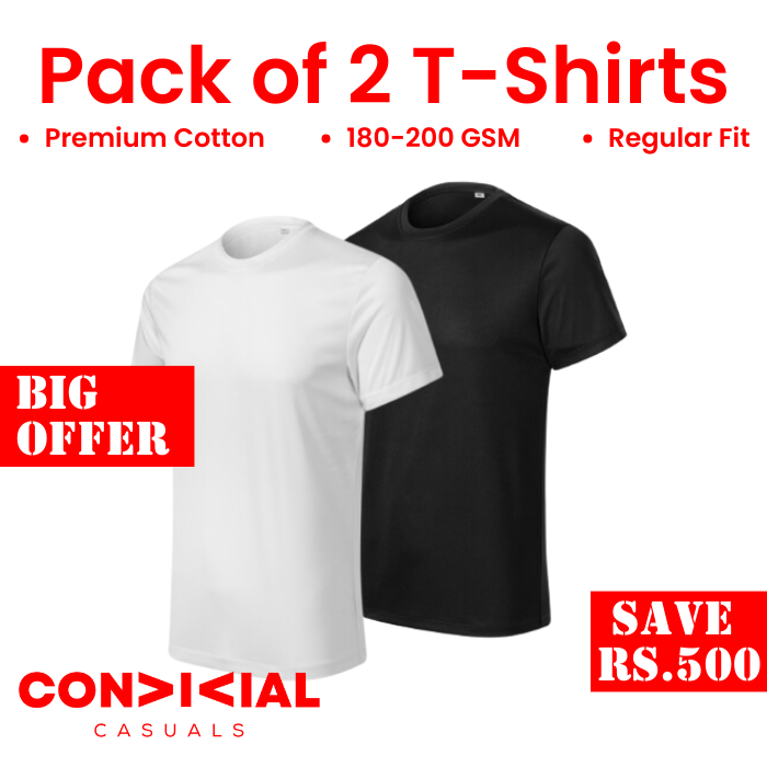 2 T-Shirts Bundle - Black & White