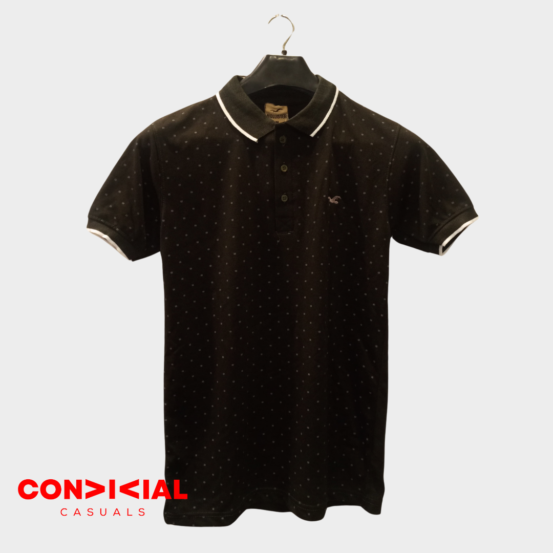 Self Texture Polo Shirt - Black