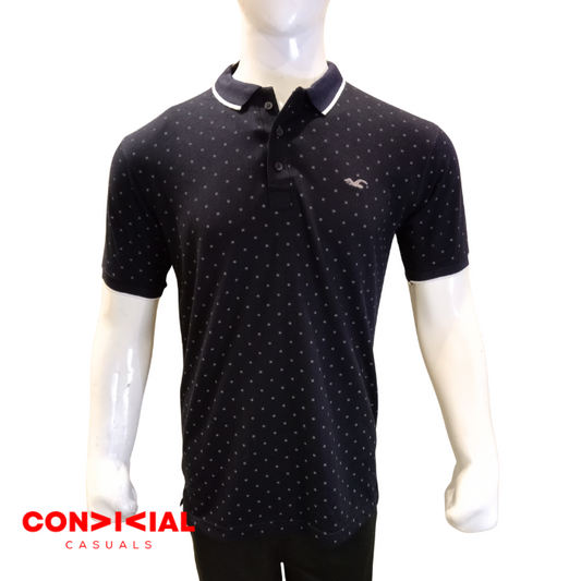 Self Texture Polo Shirt - Dark Blue