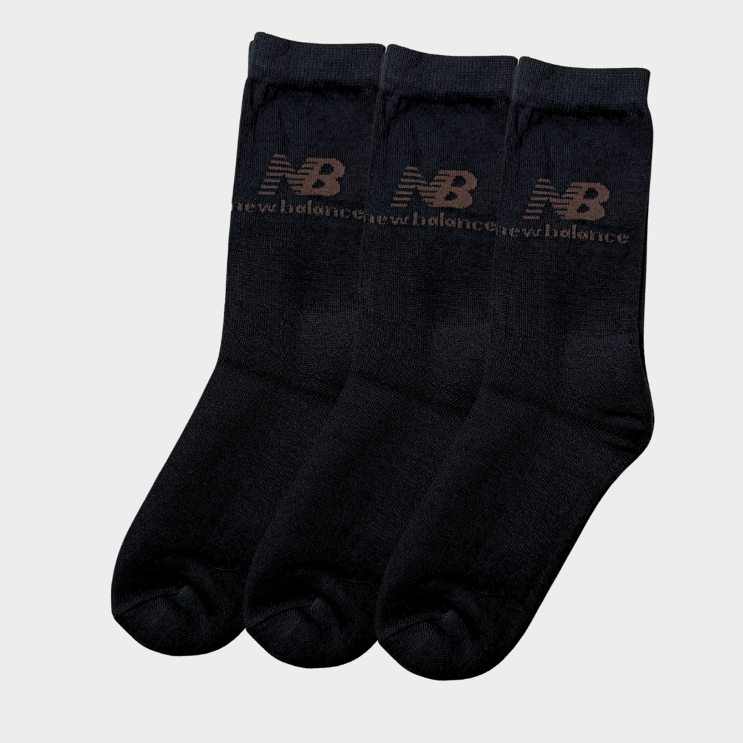 -N-E-W-B-A-L-A-N-C-E- Black Premium Sports Crew Socks