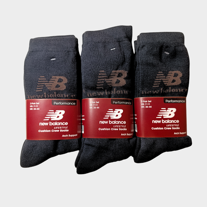 -N-E-W-B-A-L-A-N-C-E- Black Premium Sports Crew Socks