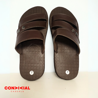 Dual Strap Soft and Comfortable Mens Slides - Brown