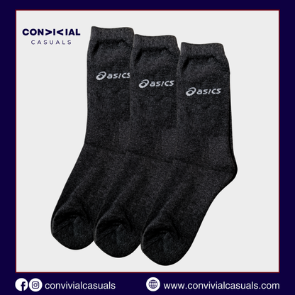 -A-S-I-C-S- Charcoal Grey Premium Sports Crew Socks