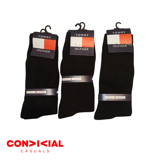 -T-O-M-M-Y- Plain Premium Cotton Socks-3 Pair Set