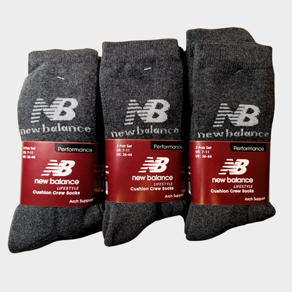 -N-E-W-B-A-L-A-N-C-E- Charcoal Grey Premium Sports Crew Socks