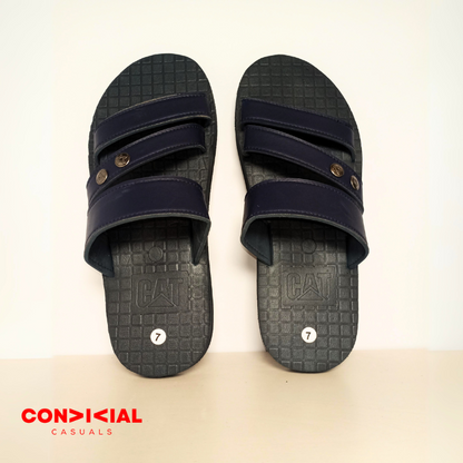 Dual Strap Mens Slides / Slippers - Navy Blue