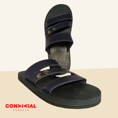 Dual Strap Mens Slides / Slippers - Navy Blue