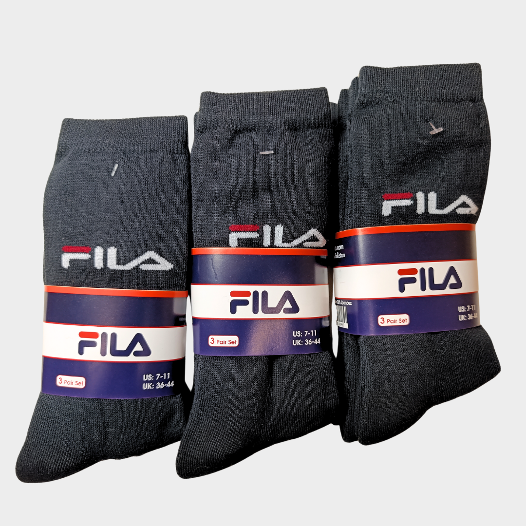 -F-I-L-A- Black Premium Sports Crew Socks