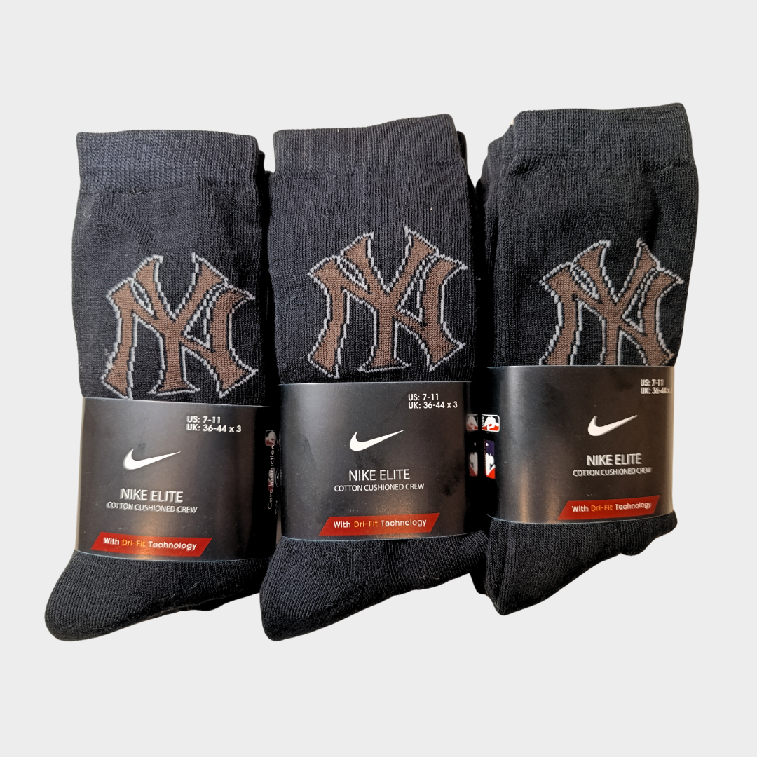 -N-Y- Black Premium Sports Crew Socks