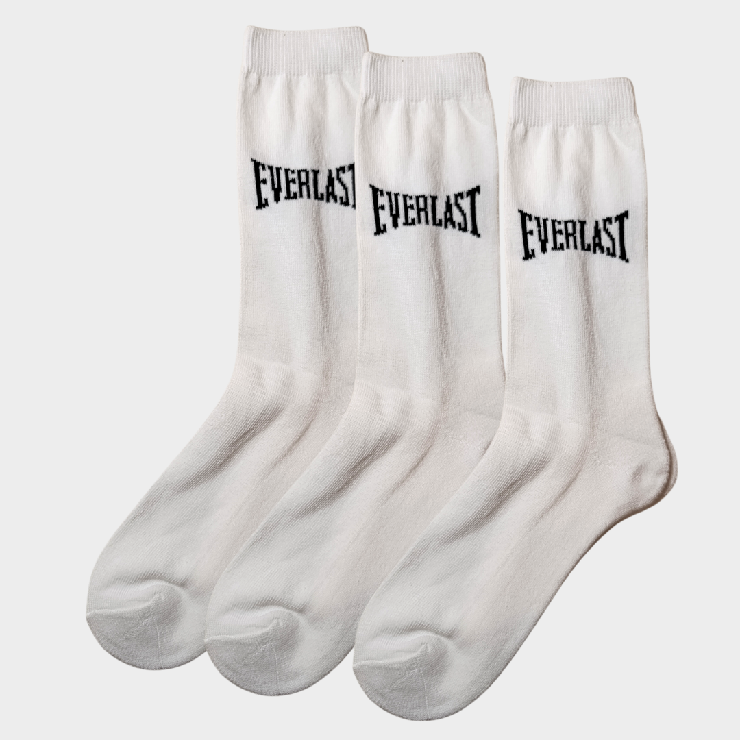 -E-V-E-R-L-A-S-T- White Premium Sports Crew Socks