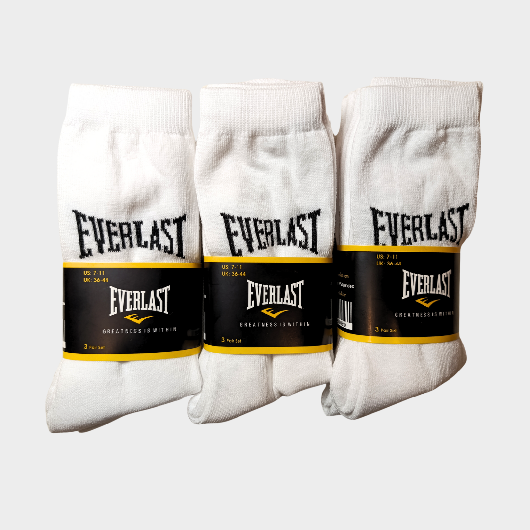 -E-V-E-R-L-A-S-T- White Premium Sports Crew Socks