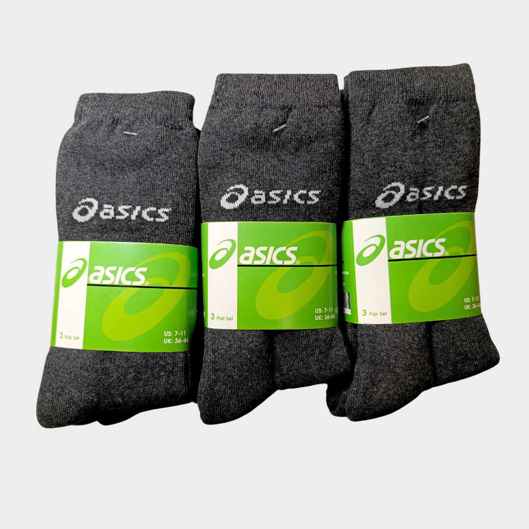 -A-S-I-C-S- Charcoal Grey Premium Sports Crew Socks