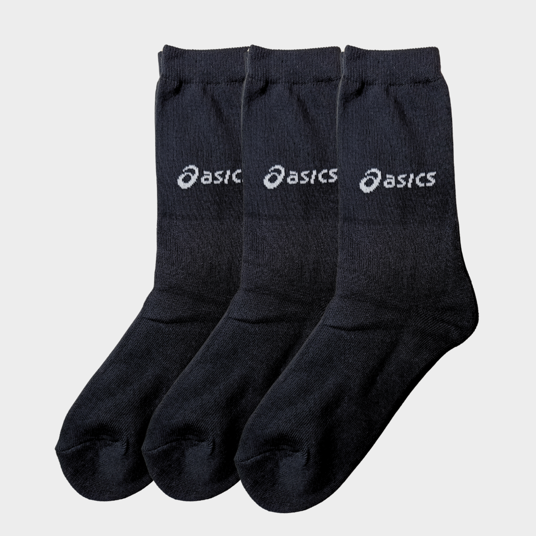 -A-S-I-C-S- Black Premium Sports Crew Socks