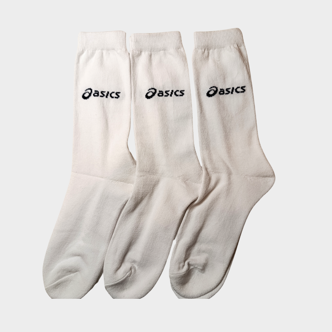 -A-S-I-C-S- White Premium Sports Crew Socks