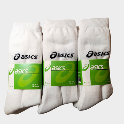 -A-S-I-C-S- White Premium Sports Crew Socks