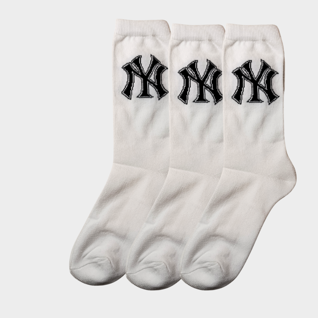 -N-Y- White Premium Sports Crew Socks