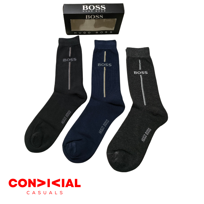 -B-O-S-S- Premium Crew Socks- 3 Pair Set