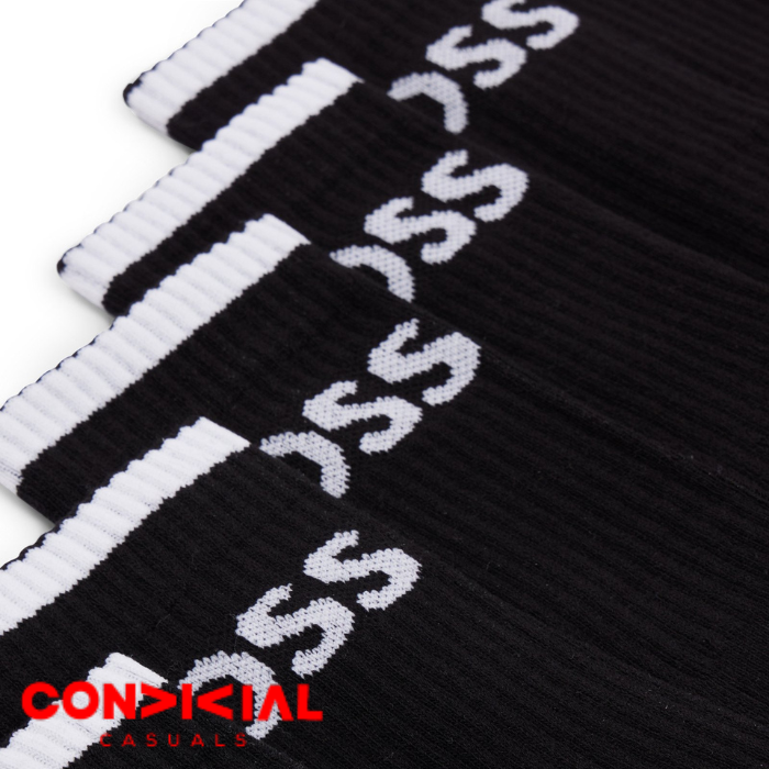 -B-O-S-S- Premium Full Socks Black-3 Pair Set