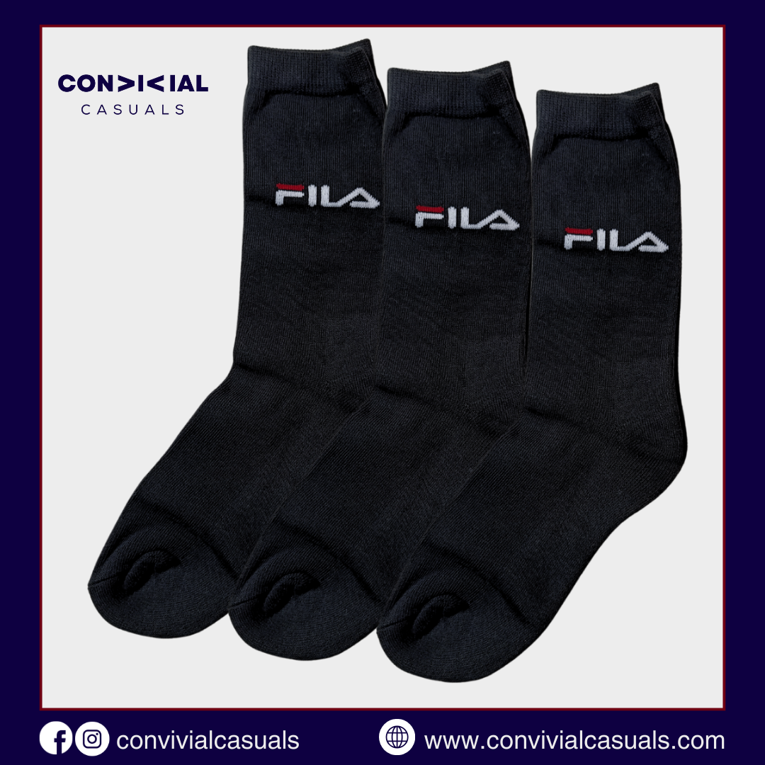 -F-I-L-A- Black Premium Sports Crew Socks