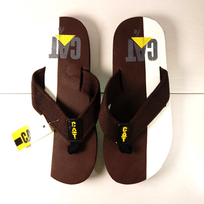 -C-A-T- Duo Tone Mens Flip Flop - Brown & White