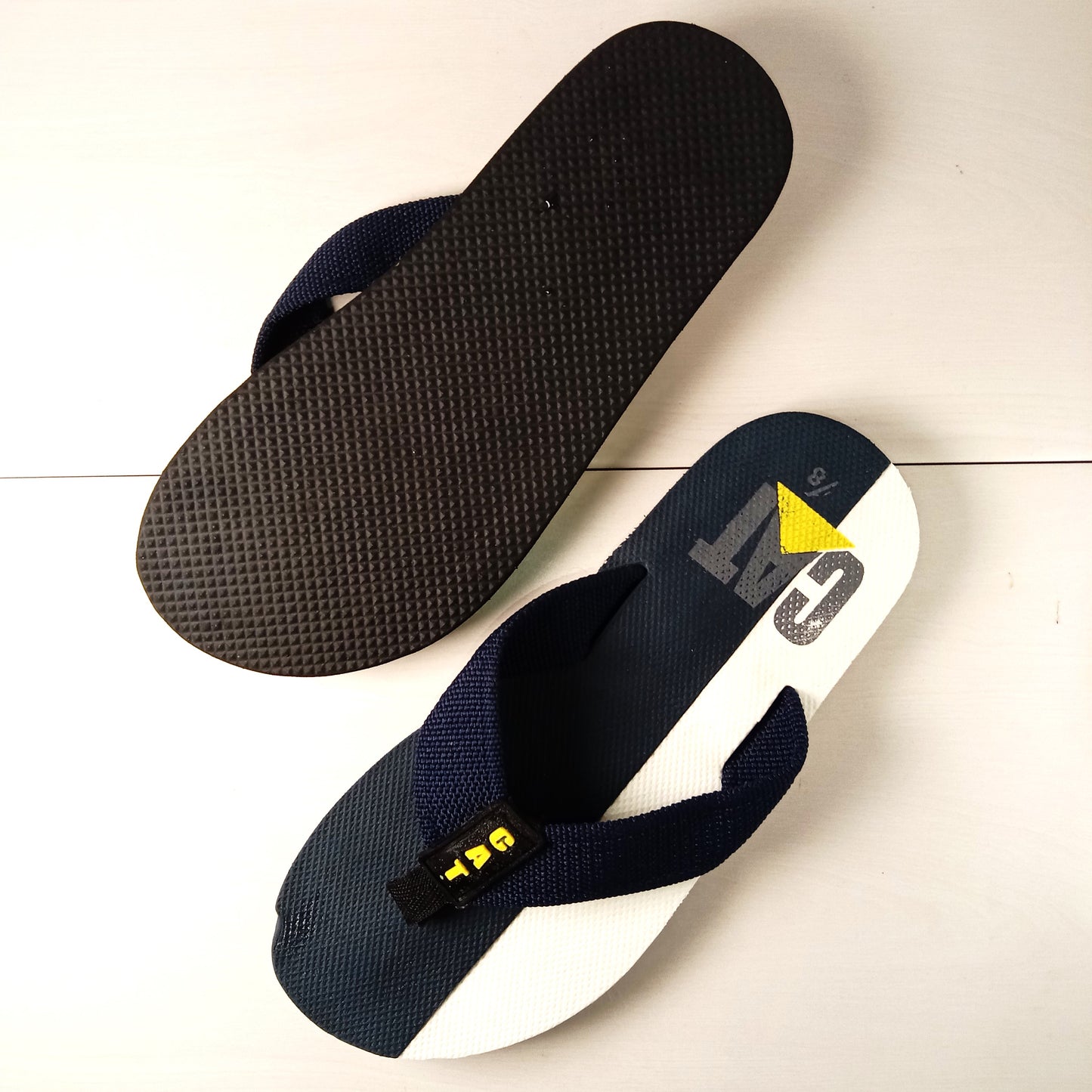 -C-A-T- Duo Tone Mens Flip Flop - Blue & White