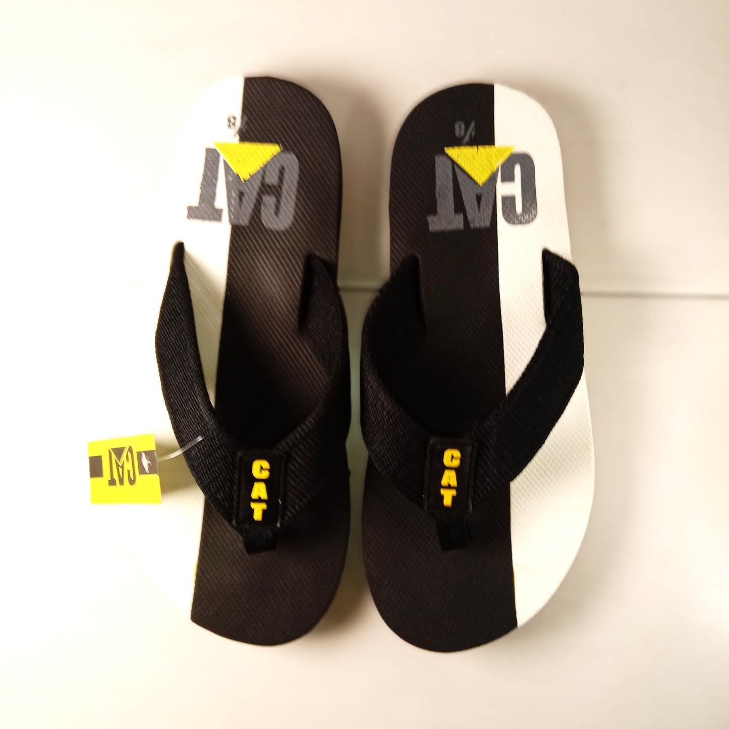 -C-A-T- Duo Tone Mens Flip Flop - Black & White