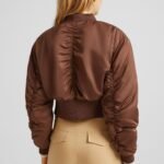 Cropped Satin Bomber Jacket - Image 2